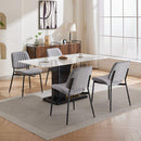 Dining Chairs Set of 2 Modern Retro Linen Chair with Bentwood Back Upholstered Seat Metal Legs Adjustable Foot for Kitchen Dining Room Chairs(Gray Linen)