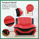 Leather Three Piece Living Room Sofa Set Black And Red
