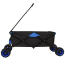 360° Rotating Rear Wheel Heavy-Duty Folding Wagon – Multi-Use Garden Cart with All-Terrain Wheels, Dual-Color (Black & Blue) Design for Camping, Beach, Picnic & Outdoor