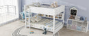 Queen Over Queen Bunk Bed with Built-in Storage Cabinets,Charging Station,Ladder,Safety Guardrails,Solid Pine Wood Bunk Bed,White