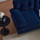 Modern Velvet L Shaped Sectional Sofa for Living Room and Bedroom, Blue, 82.6 Inch