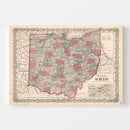 Vintage Map of Ohio 1861