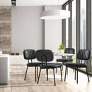 Dining Chairs Set Of 4 Black Faux Leather Seats Mid Century