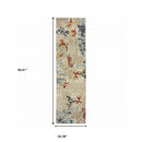 8' Runner Blue and Beige Abstract Power Loom Runner Rug