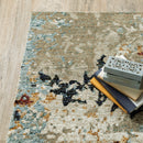 8' Runner Blue and Beige Abstract Power Loom Runner Rug