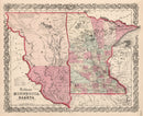 Vintage Map of Minnesota & Dakota 1861