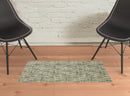 2' X 3' Green Blue Ivory Beige And Light Blue Abstract Power Loom Stain Resistant Area Rug