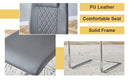 Table and chair set.63'x31.5x30' Luxurious Pandora patterned Sintered Stone Tabletop with Silver Stainless Steel Butterfly Legs.Paried With 6 Dark Gray High-quality PU Chairs With Arched Metal Legs.