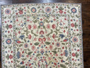 Hand Stitched Indian Rug 4x5, Floral, Vintage Hand Embroidered Rug