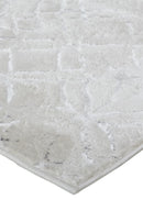 8' Silver Gray And White Abstract Stain Resistant Runner Rug