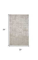 8' Silver Gray And White Abstract Stain Resistant Runner Rug