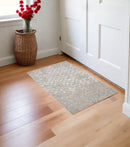 8' Silver Gray And White Abstract Stain Resistant Runner Rug