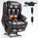 Dual Motor Infinite Position Up to 350 LBS Leatherair Power Lift Recliner Chair, Heavy Duty Motion Mechanism with 8-Point Vibration Massage and Lumbar Heating, Stainless steel Cup Holders, Brown