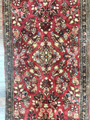 Small Persian Sarouk Rug 2x4, Floral, Red Hand Knotted Wool Traditional Oriental Carpet, Antique Persian Rug 2 x 4