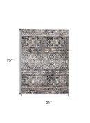 7' X 10' Gray Ivory And Taupe Abstract Stain Resistant Area Rug