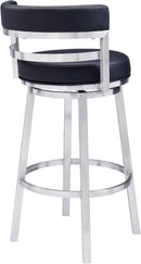 Modern Black Faux Leather Swivel Bar Stool for Kitchen