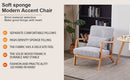 Mid-Century Modern Accent Chair, Arm Chair Living Room Chairs with Pillow Upholstered Reading Chair with Solid Wood Frame &  Living Room Bedroom Balcony (Antique Dark Grey)