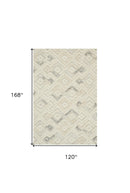 8' X 10' Gray And Ivory Wool Geometric Tufted Handmade Area Rug