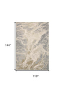 12' X 15' Ivory Silver And Gold Abstract Stain Resistant Area Rug