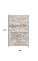 4' X 6' Ivory Tan And Gray Abstract Area Rug