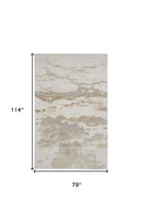 4' X 6' Ivory Tan And Gray Abstract Area Rug