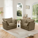 Set of 2 Slipcovered Armchairs,Deep Seat Accent Chair Set for Living Room, Reading Room, Bedroom and Working Spaces,Armchair Sets with Large Soft Pillows,Camel Corduroy Fabric