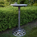 Round Cast Aluminum Metal 32-in Bird Bath with Hummingbirds