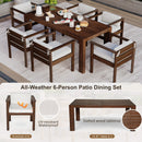 TREXM 7-Piece Patio Dining Table Set for 6, Outdoor Furniture Sets with 72.8' Rectangle Table, Patio Table and Chairs Set with Removable Cushions for Backyard, Garden, Poolside (Mocha + Beige Cushion)