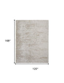 5' X 8' Ivory Shag Power Loom Stain Resistant Area Rug
