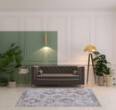 5' X 8' Blue and Gray Geometric Power Loom Distressed Area Rug