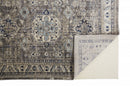 8' X 11' Taupe Gray And Blue Floral Stain Resistant Area Rug