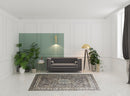 8' X 11' Taupe Gray And Blue Floral Stain Resistant Area Rug