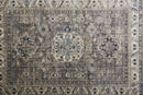 8' X 11' Taupe Gray And Blue Floral Stain Resistant Area Rug