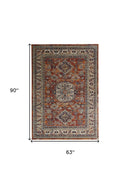 8' X 11' Taupe Gray And Blue Floral Stain Resistant Area Rug