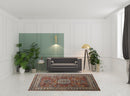 8' X 11' Taupe Gray And Blue Floral Stain Resistant Area Rug