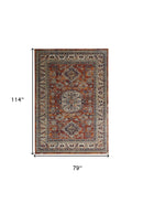 8' X 11' Taupe Gray And Blue Floral Stain Resistant Area Rug