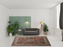 8' X 11' Taupe Gray And Blue Floral Stain Resistant Area Rug