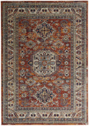 8' X 11' Taupe Gray And Blue Floral Stain Resistant Area Rug