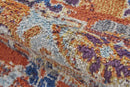 8' X 11' Taupe Gray And Blue Floral Stain Resistant Area Rug