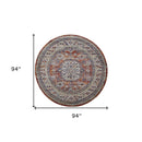 8' X 11' Taupe Gray And Blue Floral Stain Resistant Area Rug