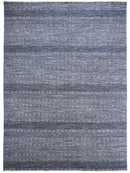 2' X 3' Blue And Gray Wool Striped Hand Knotted Area Rug