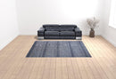 2' X 3' Blue And Gray Wool Striped Hand Knotted Area Rug