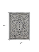 8' X 10' Gray And Black Abstract Power Loom Area Rug