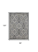 8' X 10' Gray And Black Abstract Power Loom Area Rug