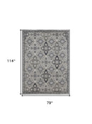 8' X 10' Gray And Black Abstract Power Loom Area Rug
