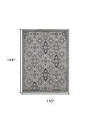 8' X 10' Gray And Black Abstract Power Loom Area Rug