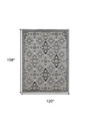8' X 10' Gray And Black Abstract Power Loom Area Rug