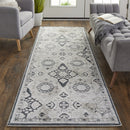 8' X 10' Gray And Black Abstract Power Loom Area Rug