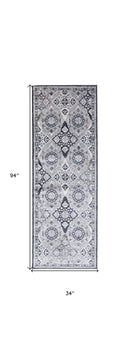 8' X 10' Gray And Black Abstract Power Loom Area Rug