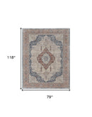2' X 3' Gray Red And Blue Floral Power Loom Stain Resistant Area Rug